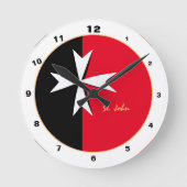 モダンマルチーズクロス、マルタ国旗のホーム/デザイン ラウンド壁時計 (正面)