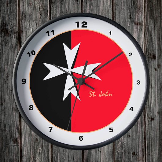 モダンマルチーズクロス、マルタ国旗のホーム/デザイン ラウンド壁時計