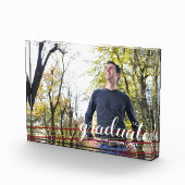 モダンマルーンと金ゴールドストライプの大学院写真ブロック フォトブロック (右)