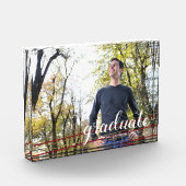 モダンマルーンと金ゴールドストライプの大学院写真ブロック フォトブロック (左)