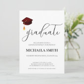 モダンマルーンキャップ高校卒業パーティー 招待状 (スタンド正面)