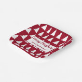 モダンマルーン白い木のパターンのクリスマスパーティー ペーパープレート (傾斜あり)