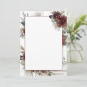 モダンマルーン花柄ブランクウェディング 招待状 (スタンド正面)
