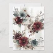 モダンマルーン花柄ブランクウェディング 招待状 (裏面)