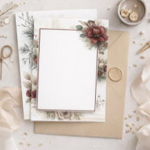 モダンマルーン花柄ブランクウェディング