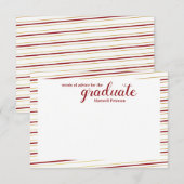 モダンマルーン＆ゴールドのストライプされたアドバイスの言葉 招待状 (正面/裏面)