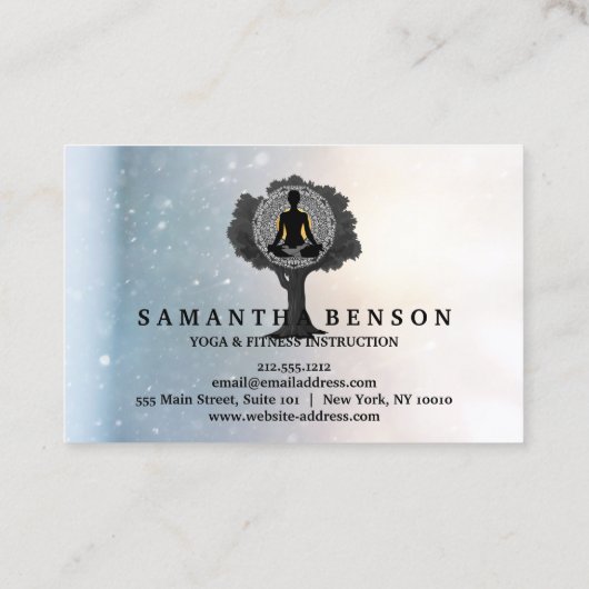 モダンマンダラエレガントヨガポーズツリーロゴアートバス 名刺 (裏面)