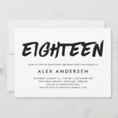 モダンマーカー ブラック＆ホワイト 18歳の誕生日 招待状 (正面)