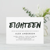 モダンマーカー ブラック＆ホワイト 18歳の誕生日 招待状 (スタンド正面)