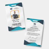 モダンマーケティングポートレートIDカード（緑と海軍） バッジ (正面＆裏面)