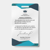 モダンマーケティングポートレートIDカード（緑と海軍） バッジ (裏面)