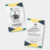 モダンマーケティングポートレートIDカード（緑と黄色） バッジ (表裏)