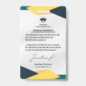 モダンマーケティングポートレートIDカード（緑と黄色） バッジ (裏面)