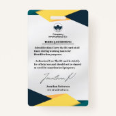 モダンマーケティングポートレートIDカード(緑と黄色) バッジ (裏面)