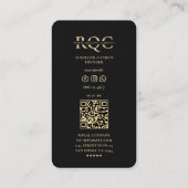 モダンマーケティングロゴブラック金ゴールドオーナメント 名刺 (裏面)