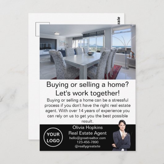 モダンマーケティング実在不動産業者リアルティカスタムー ポストカード (正面/裏面)