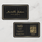 モダンマーケティング黒エレガント金ゴールドフレ縁どーム 名刺 (正面/裏面)