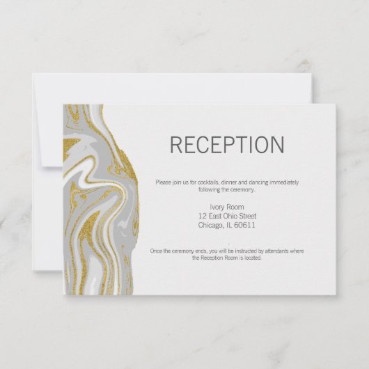 モダンマーブルとゴールドの結婚式の受付カード 招待状 (正面)