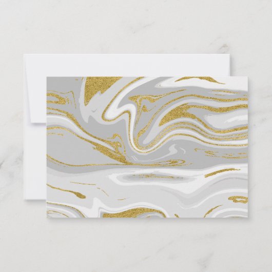 モダンマーブルとゴールドの結婚式の受付カード 招待状 (裏面)
