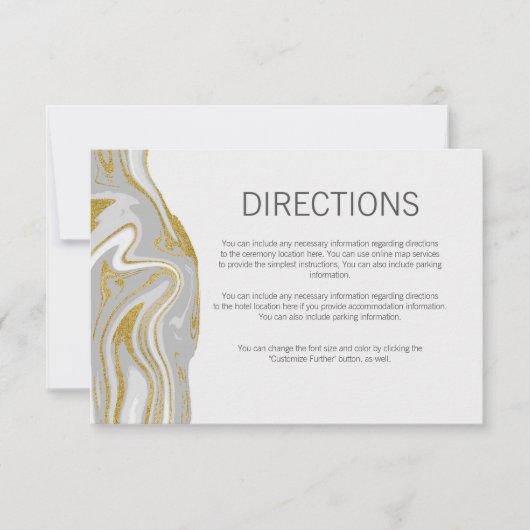 モダンマーブルとゴールドの結婚式案内カード 招待状 (正面)