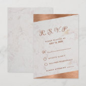 モダンマーブルカッパーカリグラフィックオーブリックウェディング 出欠カード (正面/裏面)