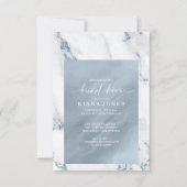 モダンマーブルグリッター ブライダルシャワー ブルー ID816 招待状 (正面)