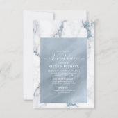 モダンマーブルグリッター リハーサルディナー ブルー ID816 招待状 (正面)