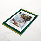 モダンマーブルグリーン&金ゴールドホリデーフォトカード 箔シーズンカード (回転した状態)