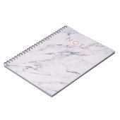 モダンマーブルグレーホワイト&バラ金ゴールドピンク ノートブック (左側)