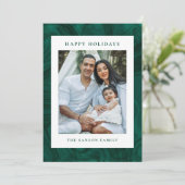 モダンマーブルダークグリーンホリデーフォトカード シーズンカード (スタンド正面)