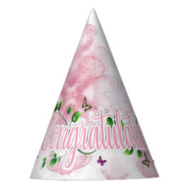 モダンマーブルピンクおめでとうパーティーハット パーティーハット