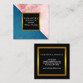 モダンマーブルブルー&金ゴールド美しいサロン スクエア名刺 (正面/裏面)