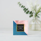 モダンマーブルブルー&金ゴールド美しいサロン スクエア名刺 (スタンド正面)