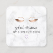 モダンマーブルミニマルバラ金ゴールド スクエア名刺 (正面)