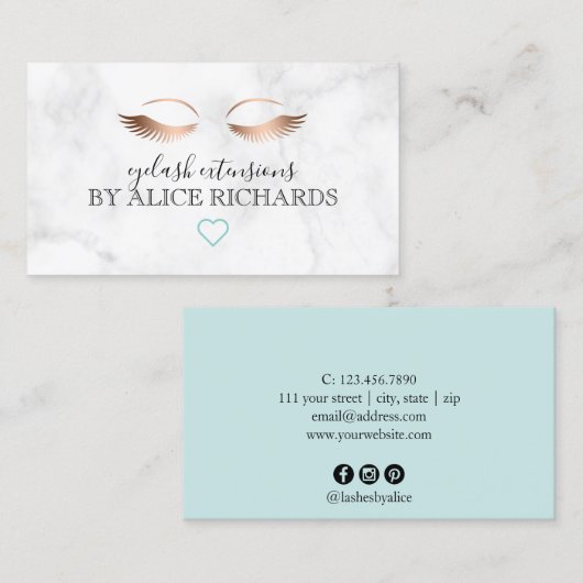 モダンマーブルミニマルバラ金ゴールド 名刺 (正面/裏面)