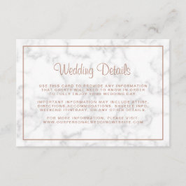 モダンマーブルローズゴールドスクリプトウェディング詳細 エンクロージャーカード