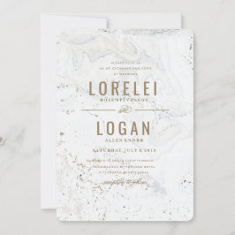 モダンマーブル結婚式招待状 | ゴールド 招待状