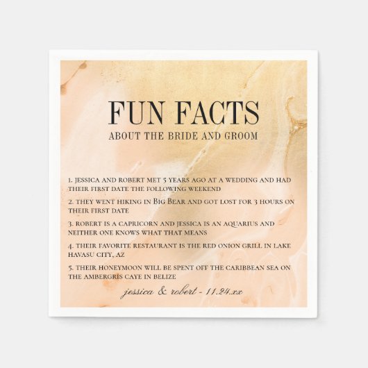 モダンマーブル ゴールデンピーチ 豆知識 スタンダードカクテルナプキン (正面)