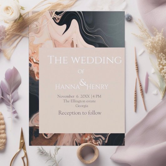 モダンマーブル テクスチャーの招待状 招待状