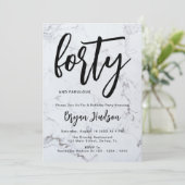 モダンマーブル ブラシ 40歳 誕生日 招待状 (スタンド正面)