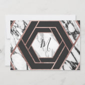 モダンマーブル ローズゴールドトリム ヘキサゴン サンキューカード 招待状 (裏面)