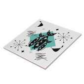 モダンミッドセンチュリーレトロネコかわいいパターン タイル (側面)