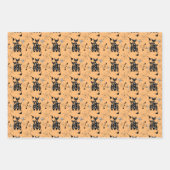 モダンミッドセンチュリーレトロネコかわいいパターン ラッピングペーパーシート (正面2)