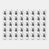 モダンミッドセンチュリーレトロネコかわいいパターン ラッピングペーパーシート (正面)