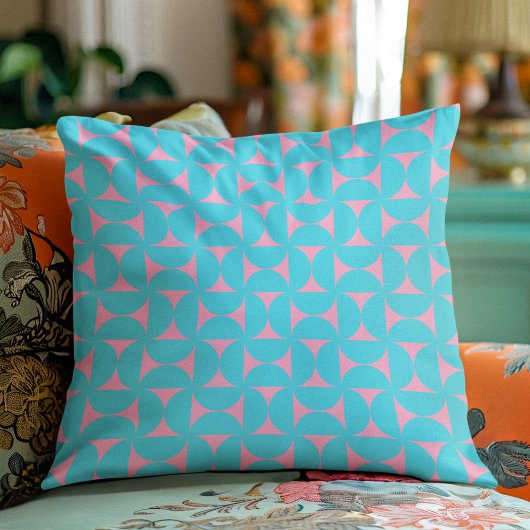 モダンミッドセンチュリー平和なブルー&ピンクのシェイプ クッション