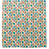 モダンミッドセンチュリー幾何カラフルレトロ   シャワーカーテン (正面)