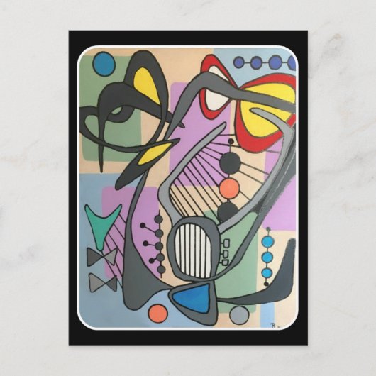 「モダンミッドセンチュリー・スパイダ絵画ー・ソング」の ポストカード (正面)