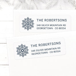 モダンミッドナイトブルースノーフレーク差出人住所 ラベル
