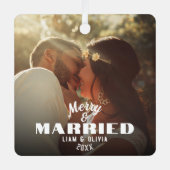 モダンミニマはっきりしたメリーリストと写真結婚した メタルオーナメント (正面)