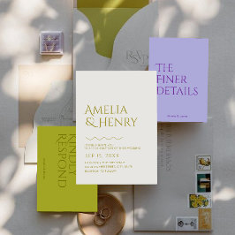 モダンミニマはっきりしたリストの波型結婚エッジ 招待状